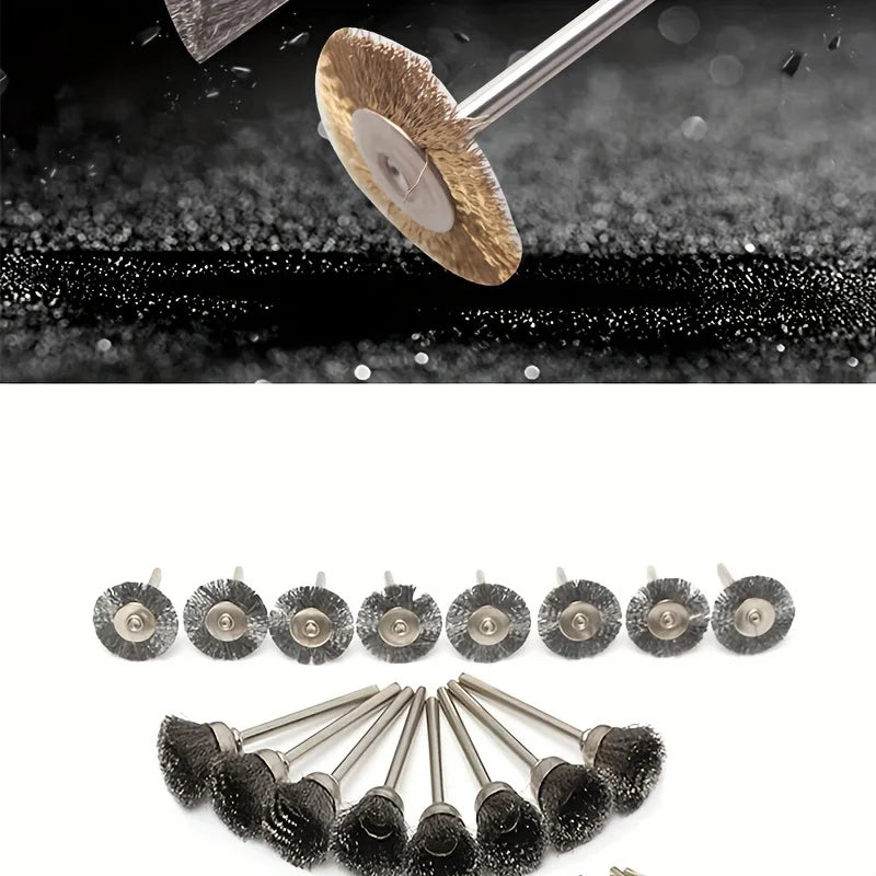 36Pcs Brass Brush Steel Wire Wheels Brushes Drill Rotary Tools Polishing Rotary Tools Metal Rust Removal Brush Set