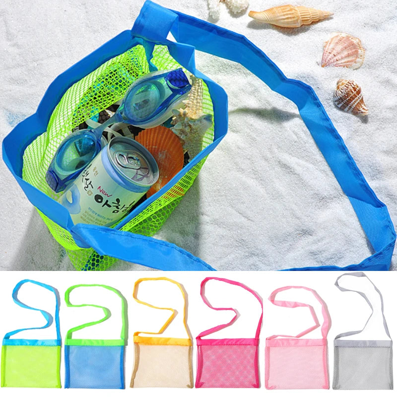 Ultralight Outdoor Mesh Beach Bag For Kids Children Beach Shells Toys Clothes Pocket Toy Storage Organiser Foldable Portable Bag
