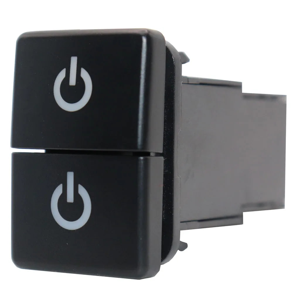 12V Dual Push Button Switch ON-Off Blue/Green Backlit 32.5mm X 22mm for Toyota 4Runner Hilux Prado RAV4, with Connector Wire