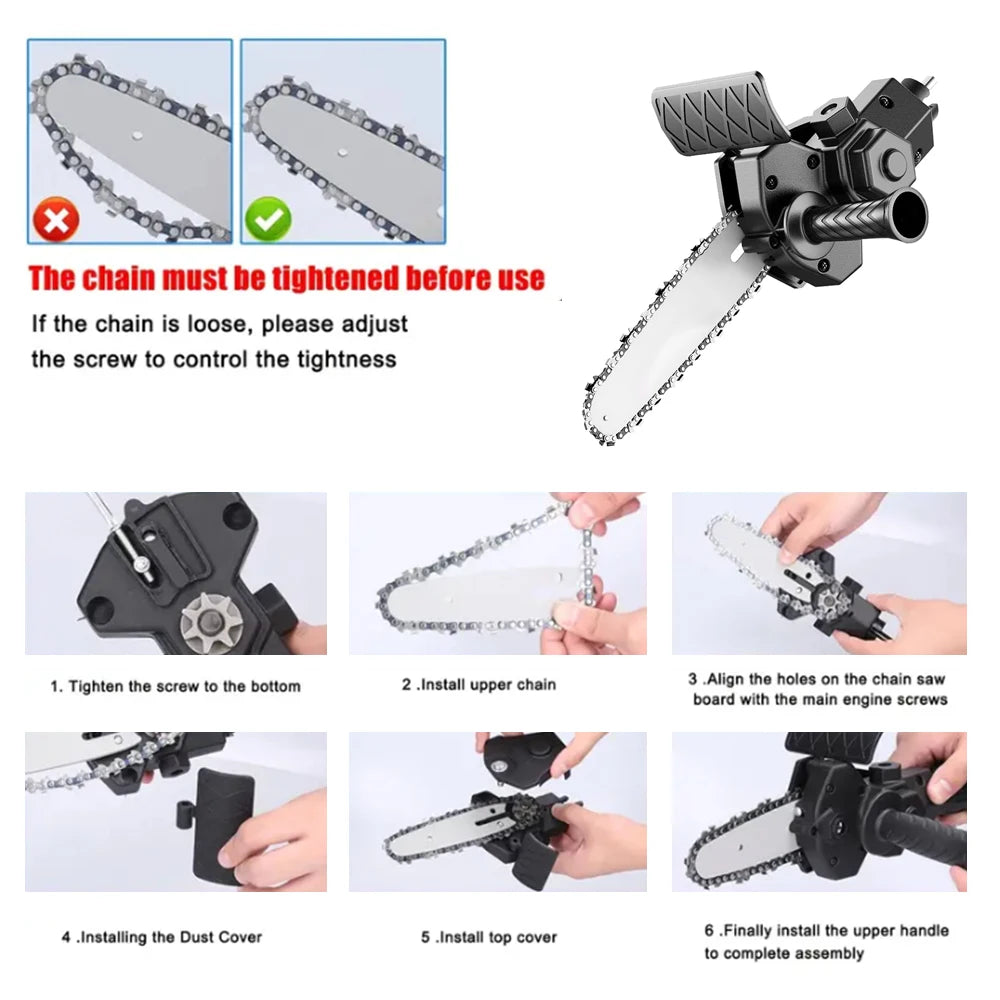 JANGKLIFE 4/6 Inch Electric Drill Modified To Electric Chainsaw adapter Tool Portable Conversion Head Kits Woodworking Pruning