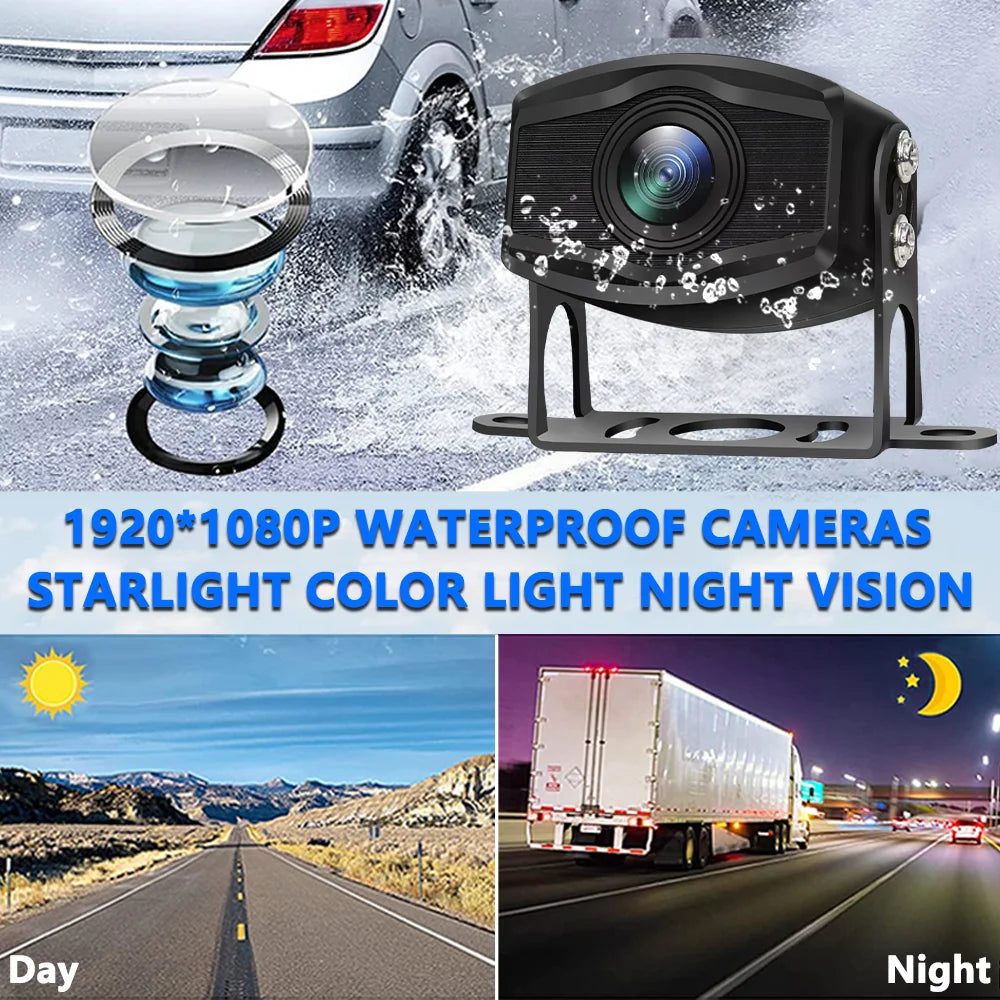 7 inch Truck DVR System BSD Sound and Light Alarm 2CH 1080P Night Camera Touch Screen MP5 BT AHD Monitor 24H Parking Recorder
