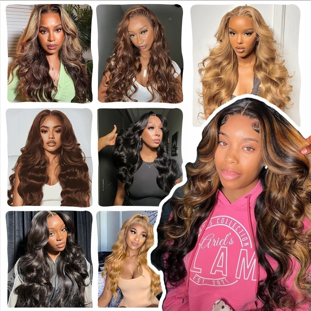 Reusable Knotless #27 Honey Blonde Highlight Crochet Bulk Human Hair For Boho Braids Body Wave Bundles Human Hair With Closure