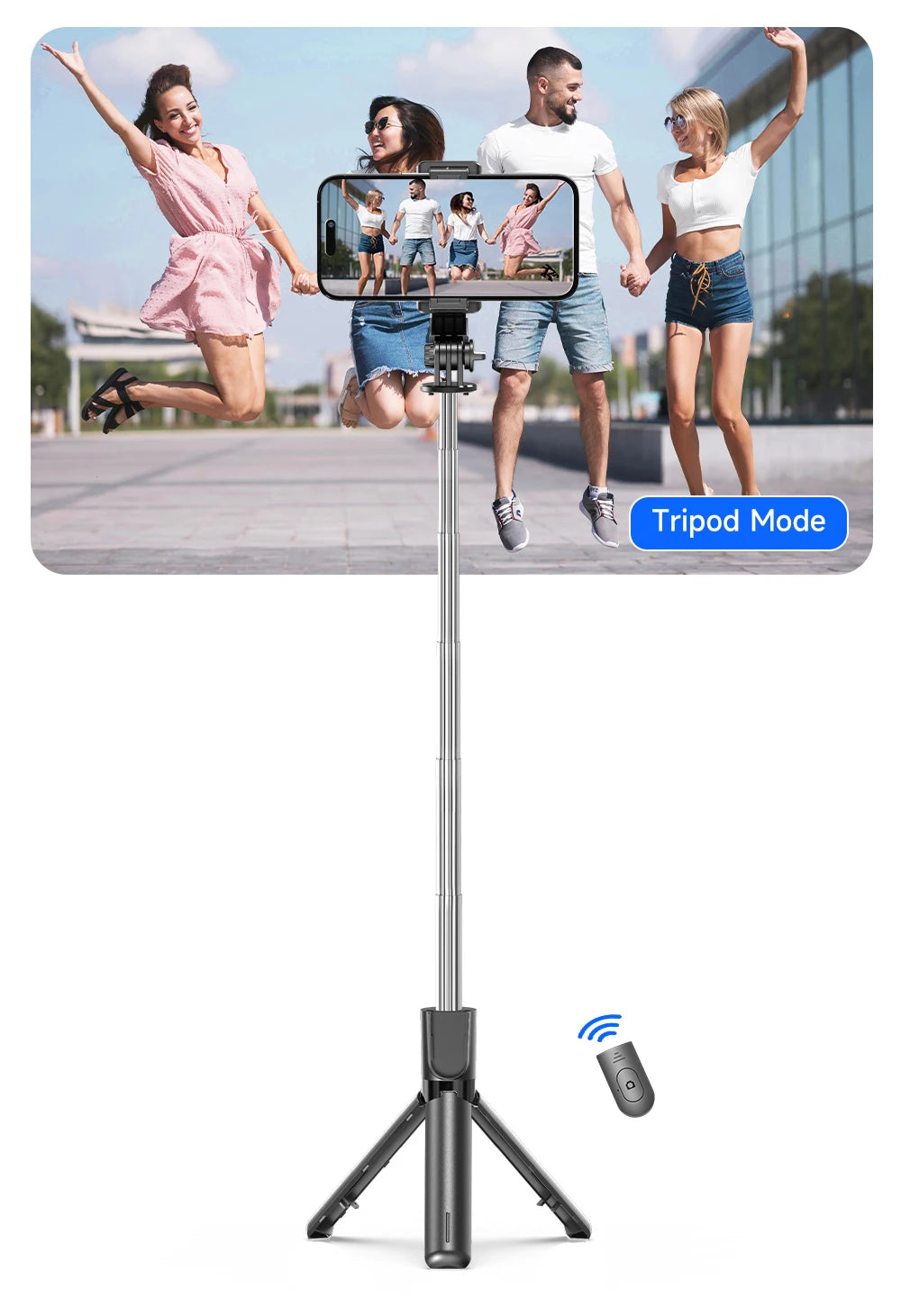 F01 Portable 6 Section Extendable Tripod Stand Lightweight Detachable Phone Holder 360 Degree Rotatable Bluetooth Selfie R