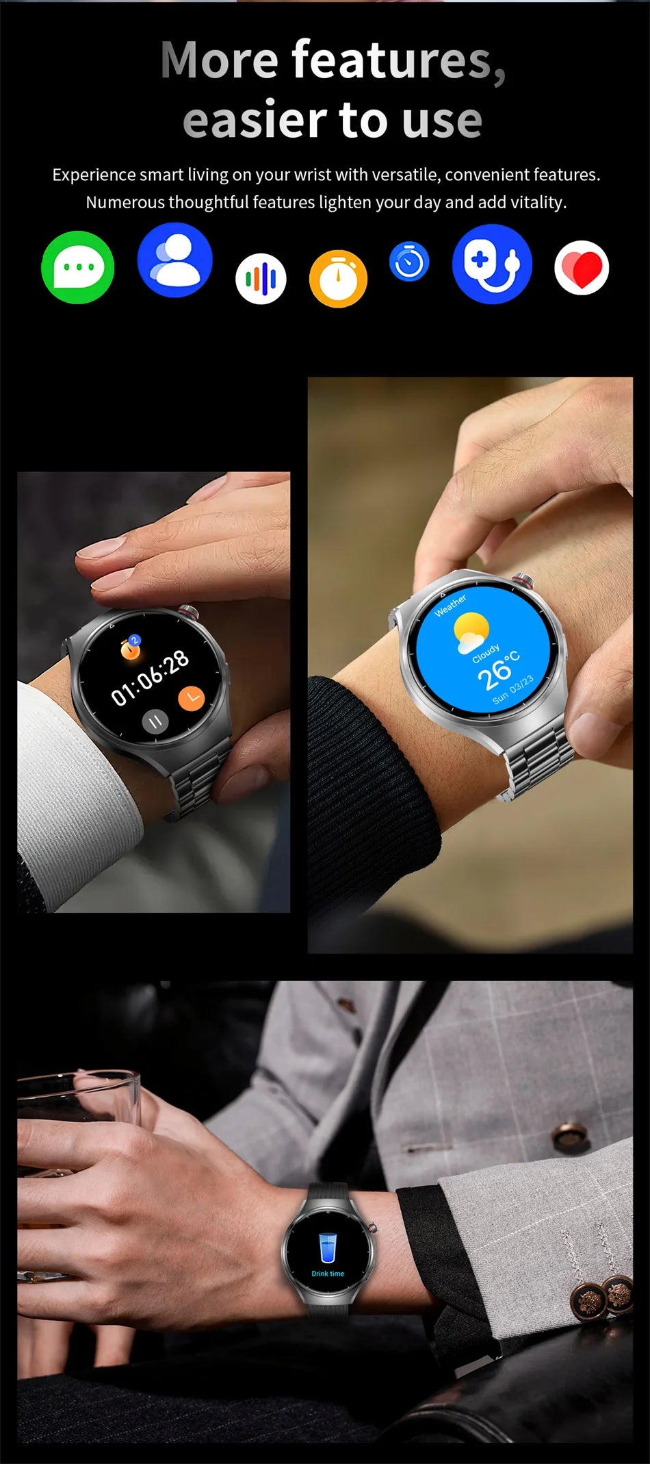 2026 G6 Max Smartwatch – 1000mAh Battery, Bluetooth Call, GPS Tracking & LED Flashlight | Men