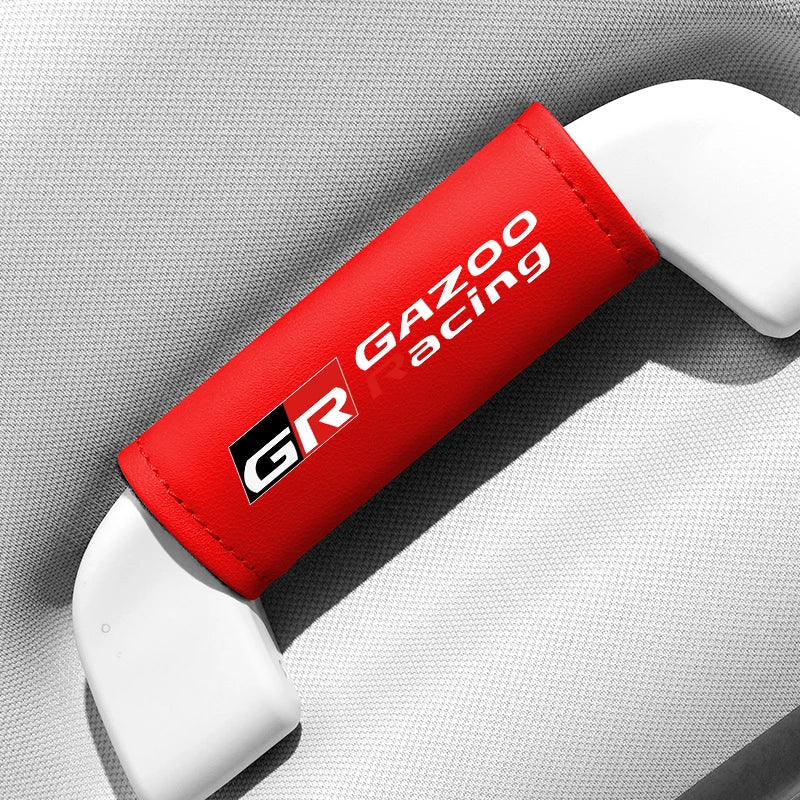 1PC Leather Car Roof Armrest Pull Gloves Door Handle Protection Cover For Gr Gazoo Racing