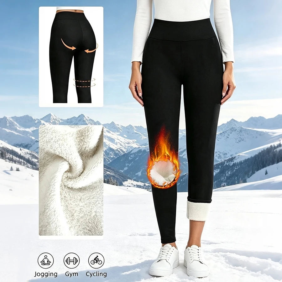 Women's Fleece Lined Thermal Leggings - Stretch High Waist Pants - photo 6