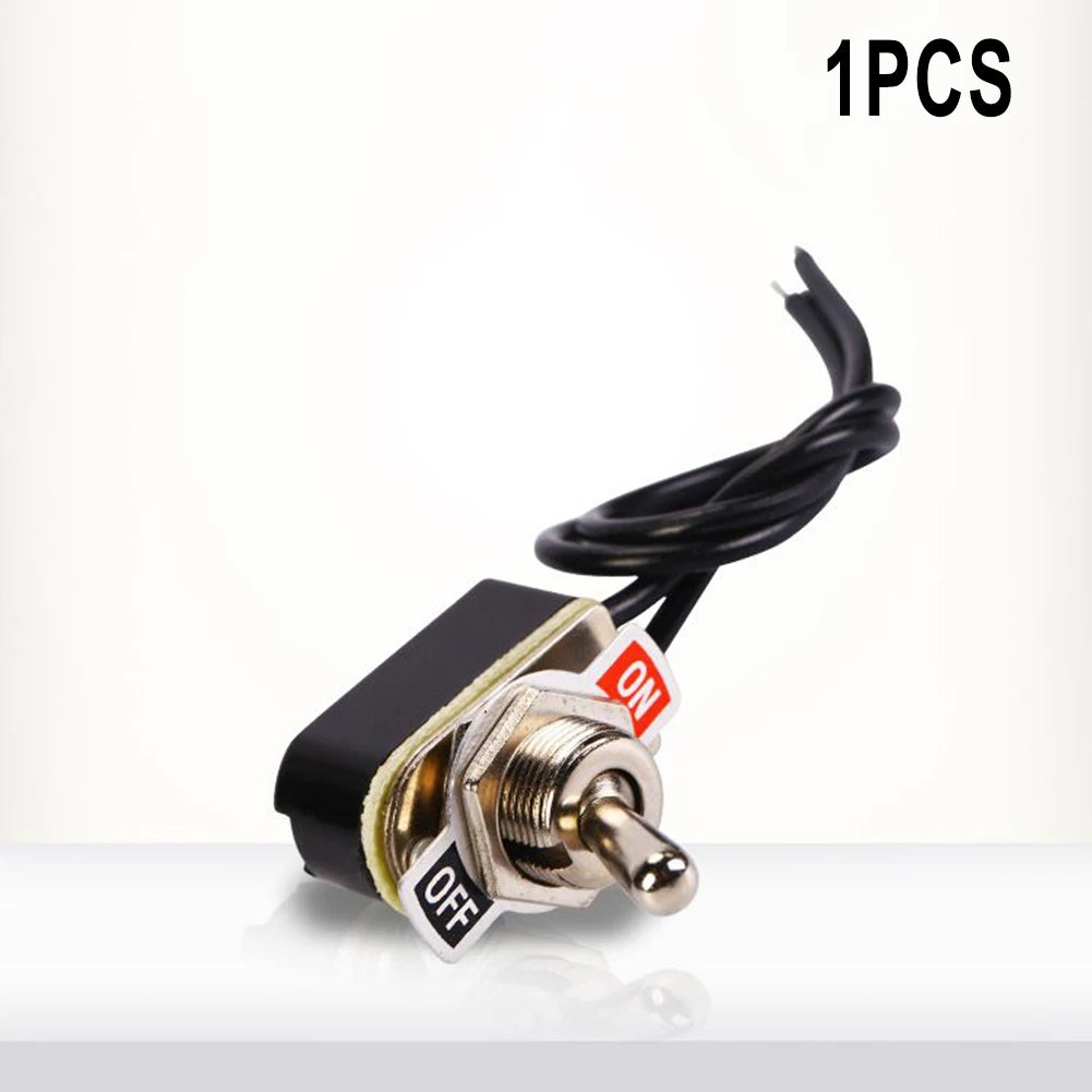 SPST 6A Toggle Switch Rocker SPST Contacts Switch Toggle With Wire Switch 12mm Cutout 1PCS 6A/125V Black+Silver