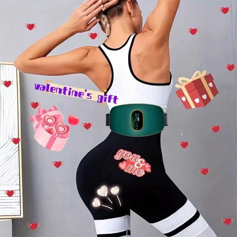 Vibration Abdomen Slimming Machine – EMS Fat Burning Waist & Belly Massage Fitness Device (White/Green)