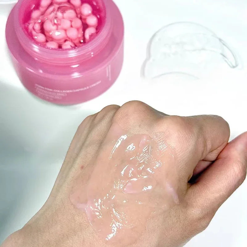 Korean Pink Collagen PDRN Capsule Cream – Niacinamide Face Moisturizer for Even Skin Tone | Lightweight Non-Greasy