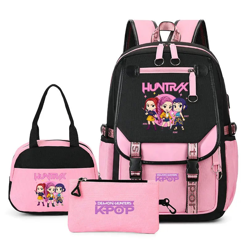 Mochilas Set KPop Demon Hunters Capacity Student SchoolBag For Teenager With Lunch Bags Backpack For Women Boys Girls Daily Use