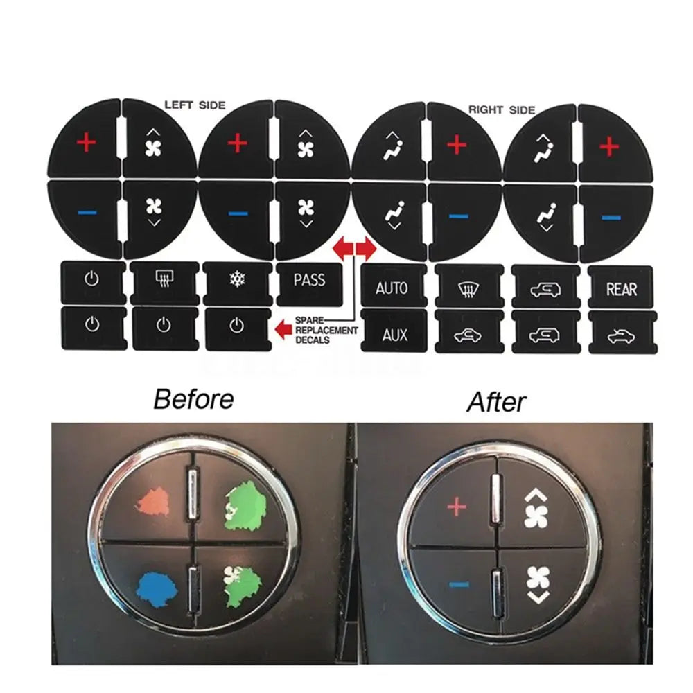 New Decal Replacement Repair Kit Button Sticker Climate Control AC Dash For GM Tahoe Suburban Avalanche Silverado Yukon