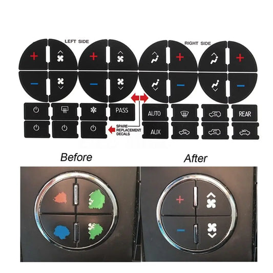Climate Control AC Button Repair Decal Kit — Chevrolet Tahoe, Suburban, Avalanche, Silverado & GMC Yukon