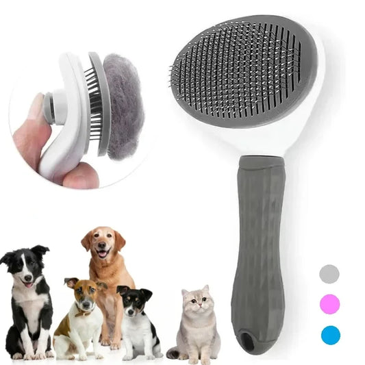 Self-Cleaning Slicker Brush for Dogs and Cats, Pet Hair Remover