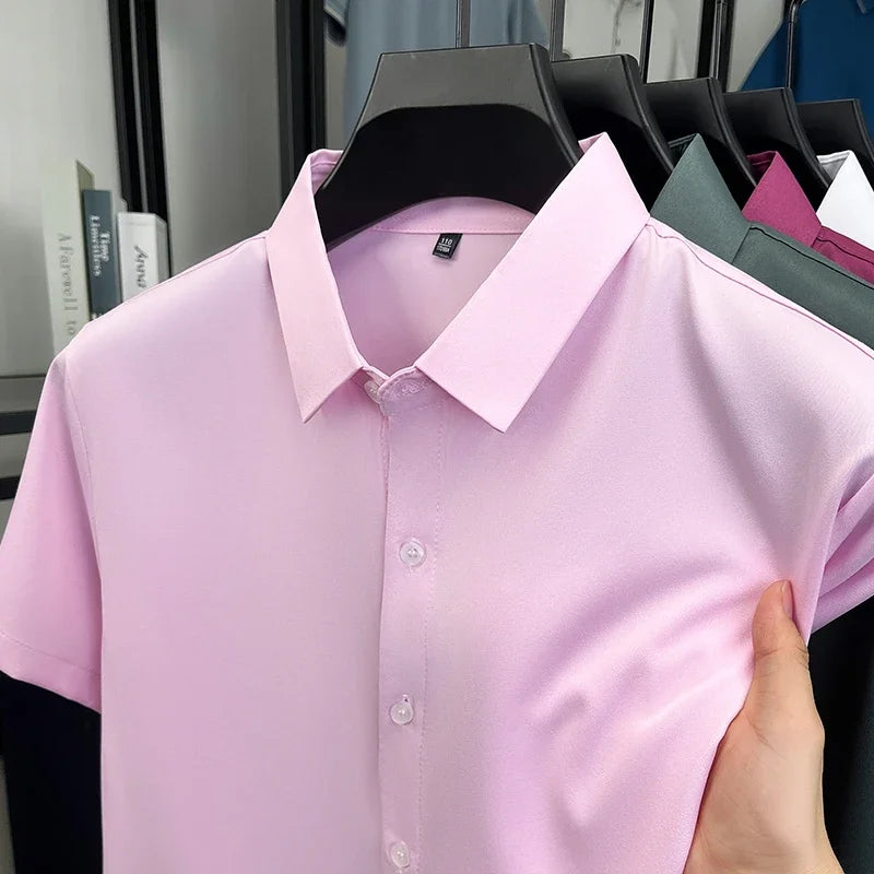 Men's Short-Sleeve Dress Shirt - Slim Fit, Wrinkle-Free Breathable