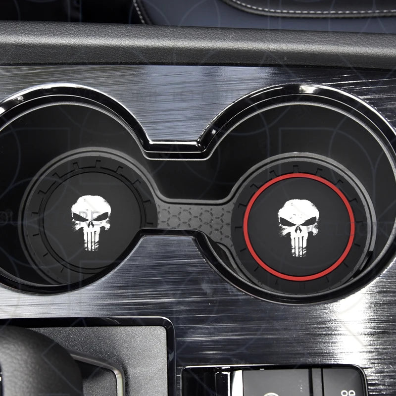 Skull Logo Cup Holder Coasters (2-Pack) - Jeep Wrangler, Dodge Challenger & RAM