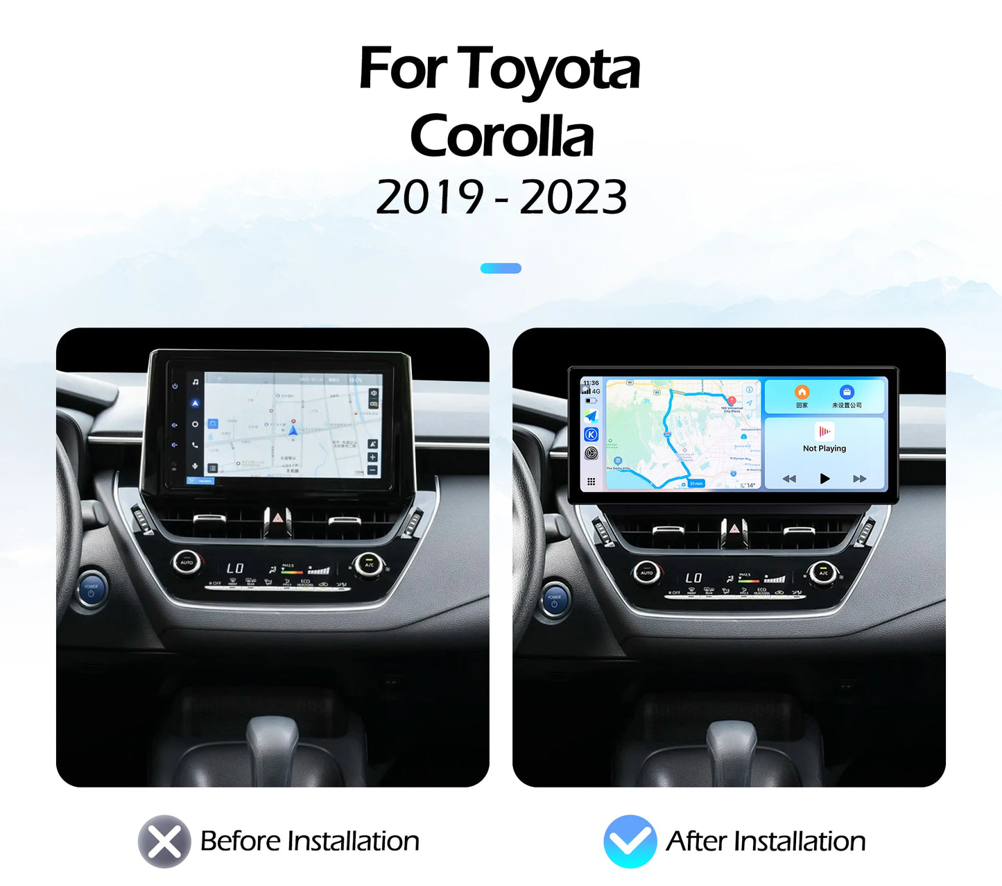 Android OS 12.3 inch For Toyota Corolla 2019-2023 E210 Car Radio Multimedia Video Player Navigation GPS Auto Carplay Bluetooth
