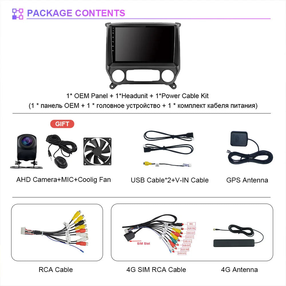Android 16 Carplay Auto Car Radio Multimedia Player For Chevrolet Silverado 3 GMTK2 2013 - 2019 E53 X5 M5 Wireless BT Snapdragon