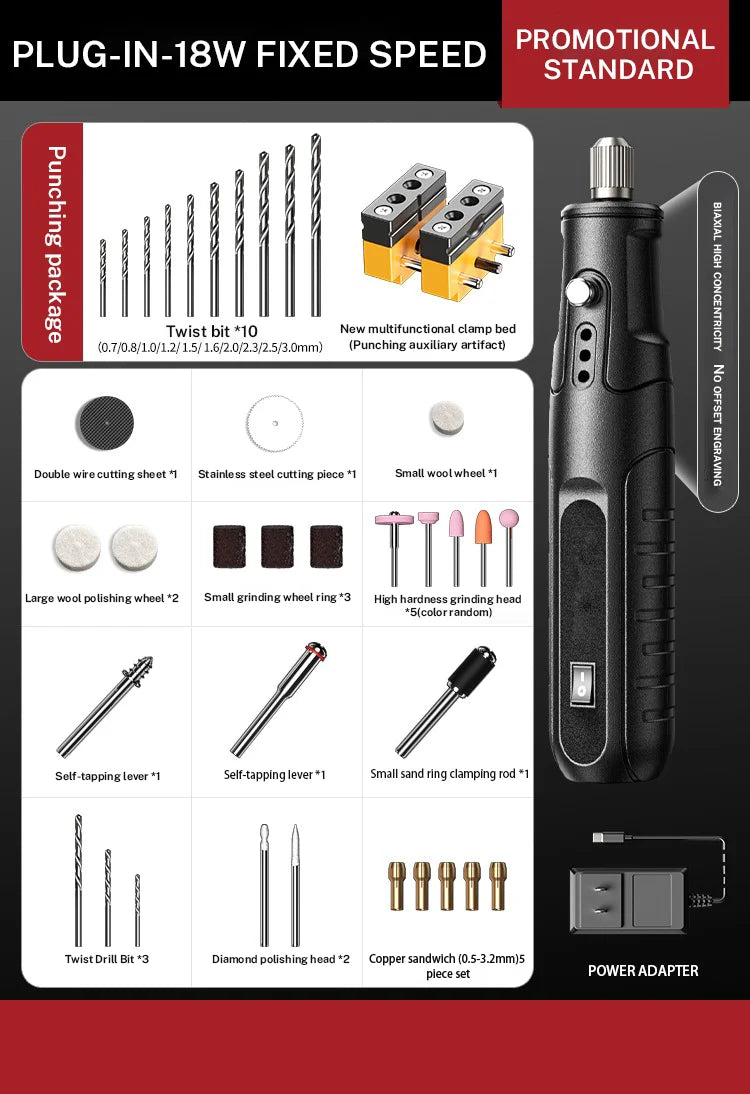 Zten Mini Handheld Rotary Tool Combo for Polishing and Carving, Electric Engraving Kit for Jewelry Making and DIY Projects