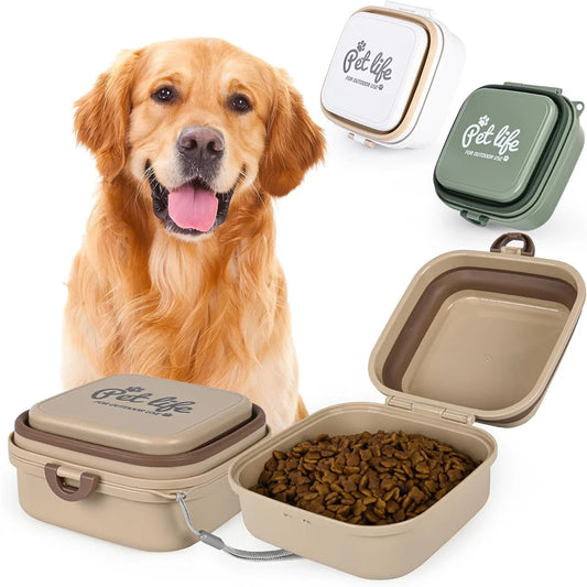 2-in-1 Travel Dog Bowl with Lid - Food & Water Feeder