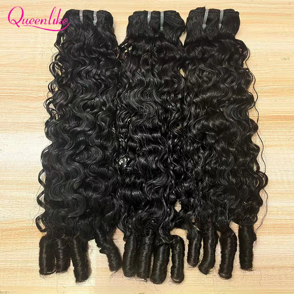 Queenlike Burmese Curly Raw Human Hair Bundles 15A Double Drawn 1/3/4 Bundles Pixie Curly Bundles Human Hair Ocean Spiral Curly
