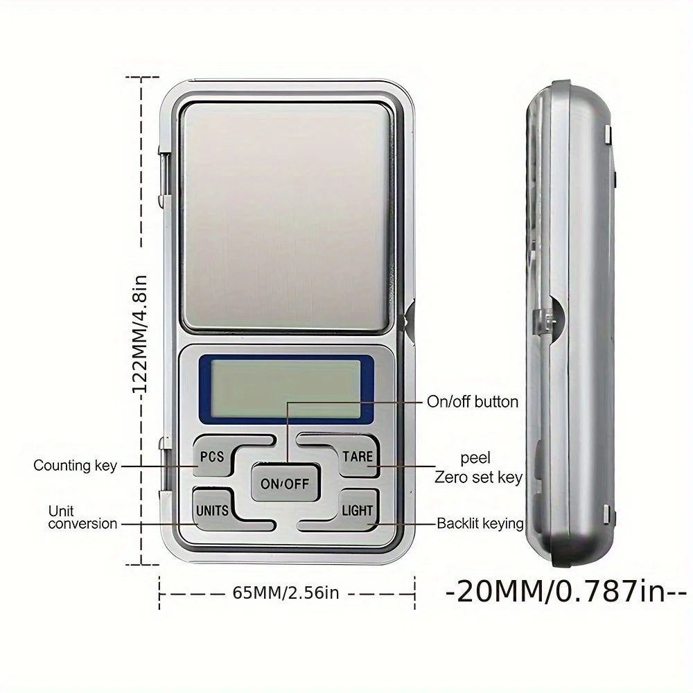 High Precision Mini Pocket Scale 500g/0.1g, Portable Digital Jewelry Scale, Accurate Small LCD Weighing Device for Easy Carry
