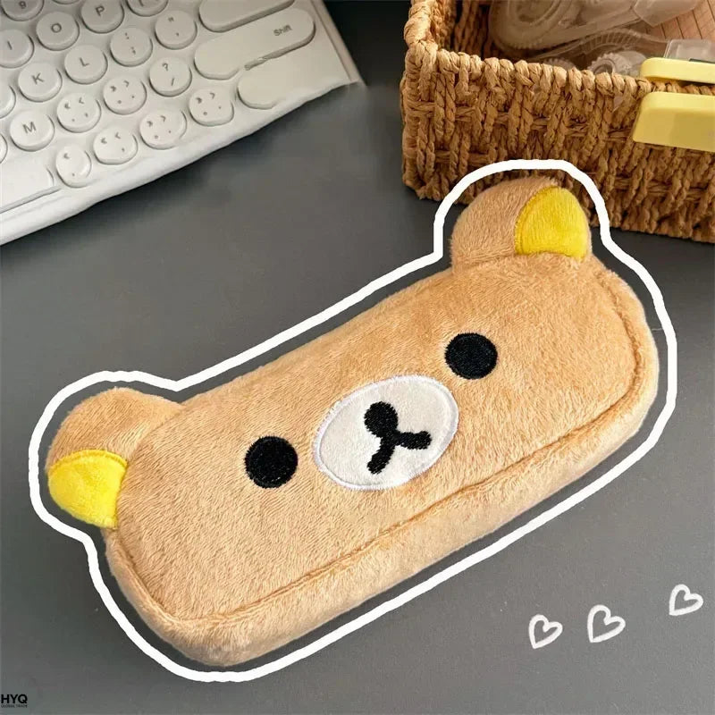 Cute Cartoon Bear Pencil Cases For Kids Girls Kawaii Rilakkuma Pencil Pouch Organizer Pen Bag School Stationeries Gifts Ins