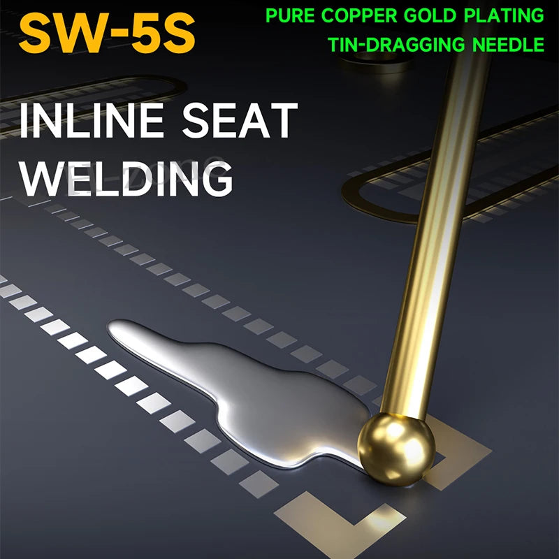 MECHANIC SW-5S Tin Dragging Needle Gold Plated FPC Connector Reballing Solder with 3 Bars Ultralight Carbon Fiber Holder Set