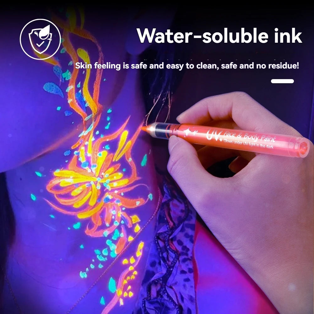 8 Colors/set Neon UV Fluorescent Acrylic Paint Pens, Paint Markers, Glow in The Dark Bright DIY Luminous Marker Pen Art Supplies