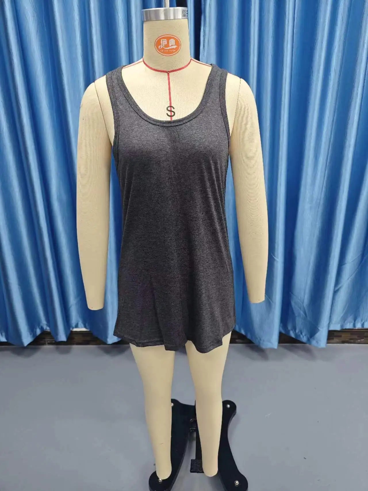 Women's Solid Color U-Neck Sleeveless Herringbone Suspender Vest Dress – Casual Versatile Mini Skirt