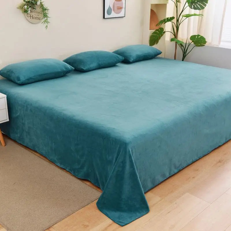 Winter Warm Thick Plush Velvet Flat Sheet Solid Color Large Size Soft Flannel Bed Sheet 350x245cm Not Including Pillowcase