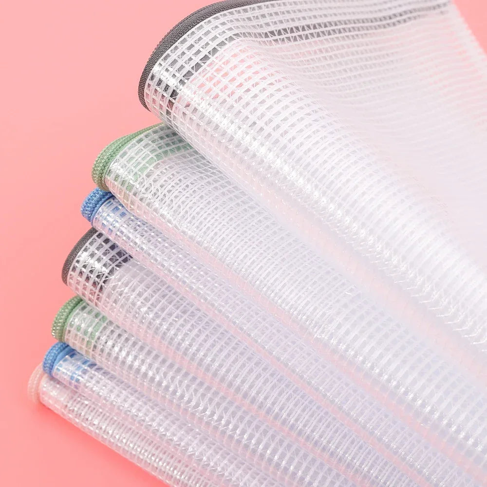 1-10Pcs A4 Mesh Zipper Pouch Bags Thicken Document Bag Waterproof Zip File Folders For School Office Travel Organizing Storage