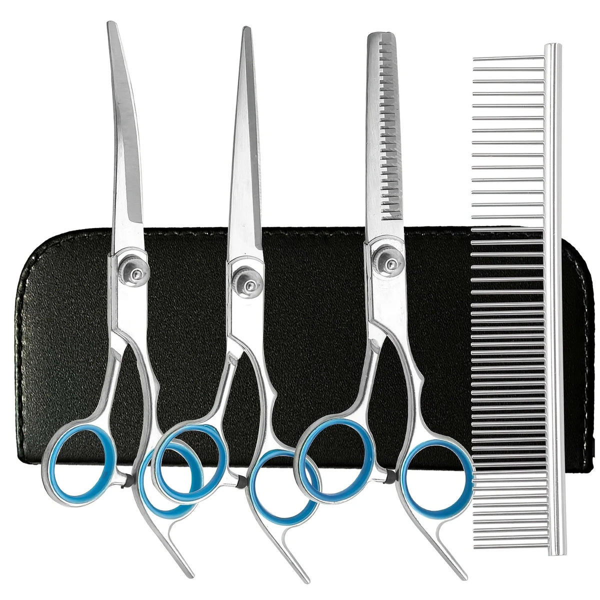 Pet Hair Cutting Scissors Set - Curved, Thinning & Comb – photo 7