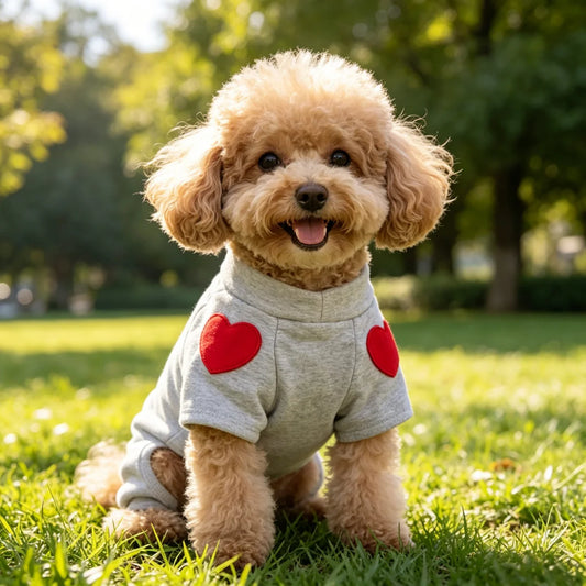 Heart Print Dog Sweatshirt - Cute Love Pet Sweater for Small Dogs
