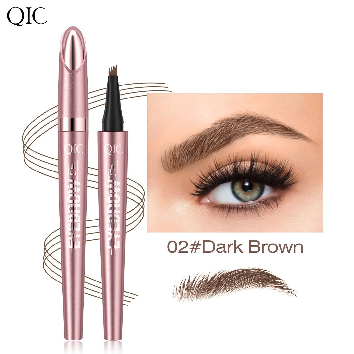 4 Fork Tip Eyebrow Pencil 3D Microblading Waterproof Dark Brown Natural Colour Fine Stroke Magic Eyebrow Pencil 2026 New Ladies