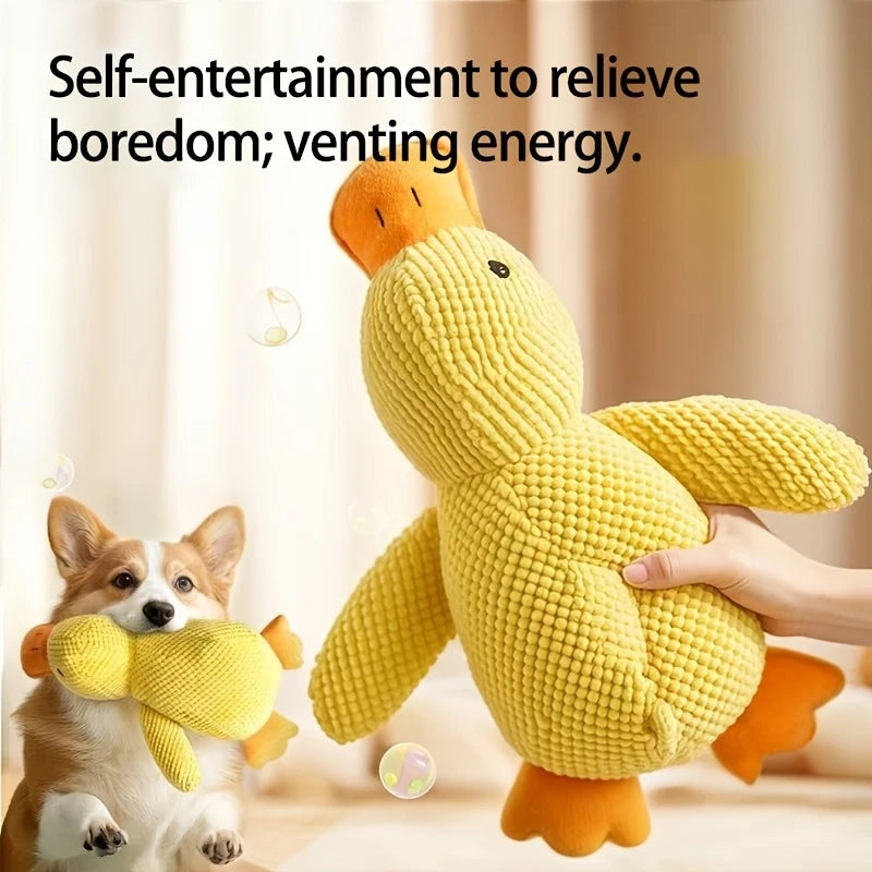 Yellow Duck Plush Dog Toy - Squeaky Teething Toy – photo 2
