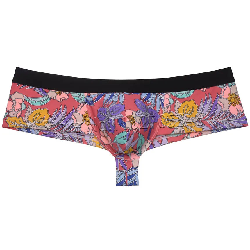 Men's Bikini Boxershorts Brazilain Underwear Male Swim Briefs ThongS Bulge Pouch Cheeky Trunk 1/2 Back Coverage Panties Printed