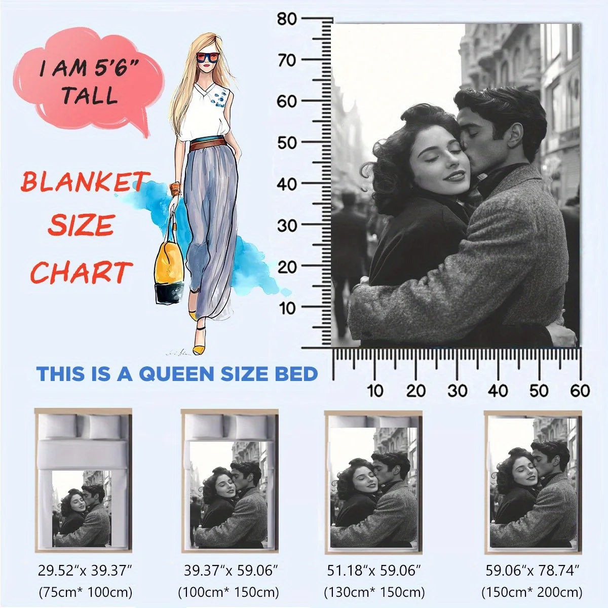 Custom Photo Flannel Blanket, Personalized Gift for Men and Women