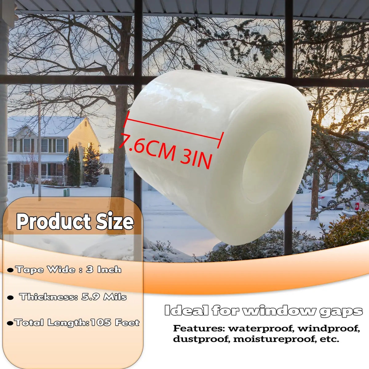 Clear Window Draft Seal Tape - Residue-Free Weather Sealing Strip - photo 2