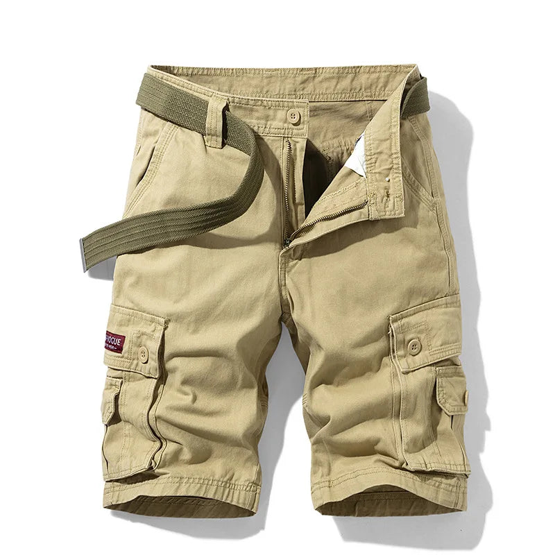 Men's Plaid Cargo Beach Shorts — Multi-Pocket Casual Bermuda Shorts