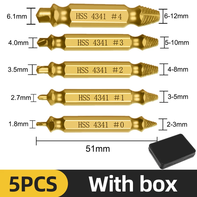 TOOLEYE Damaged Screw Extractor Set Center Drill Bit Set Woodworking Tools Broken Bolt Extractor Bolts Screws Remover Extractor