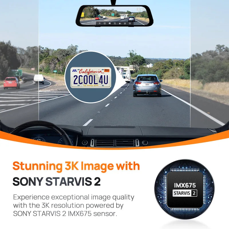 70mai S500 9.35" 1944P Rearview Dash Cam with Touch Screen