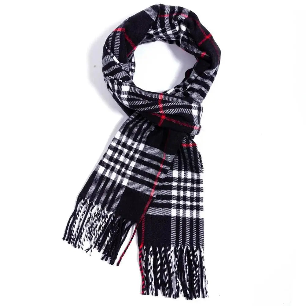 Unisex Plaid Knit Shawl Scarf - Faux Cashmere Winter Wrap - photo 3
