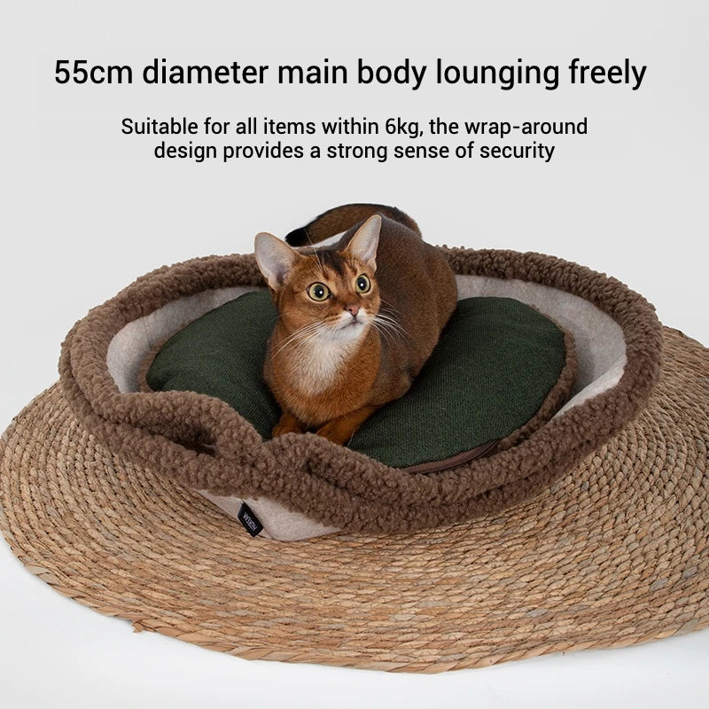 2in1 Scallop-shaped Cat House Cat Bed Warm Semi-enclosed Secure Soft Collapsible Multifunctional Comfortable Indoor Outdoor