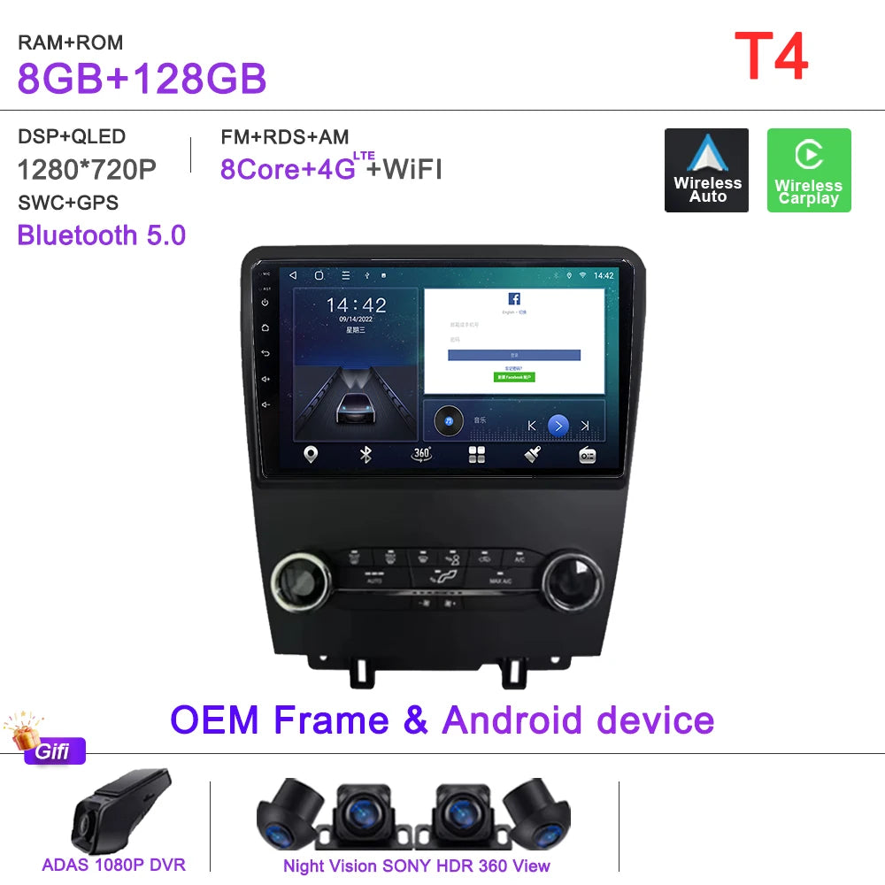 Car Stereo with Apple CarPlay & Android Auto, Compatible with Ford Mustang (2010-2014)