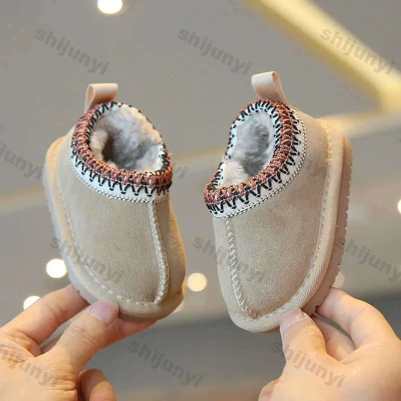 Toddler Low-Top Snow Boots - Soft Sole Non-Slip Winter Shoes