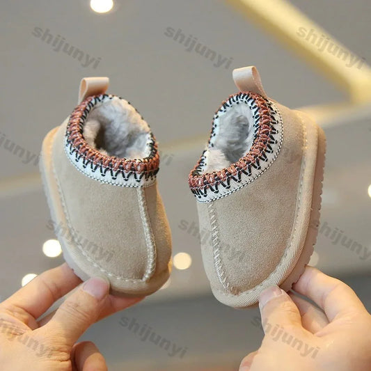 Toddler Low-Top Snow Boots - Soft Sole Non-Slip Winter Shoes