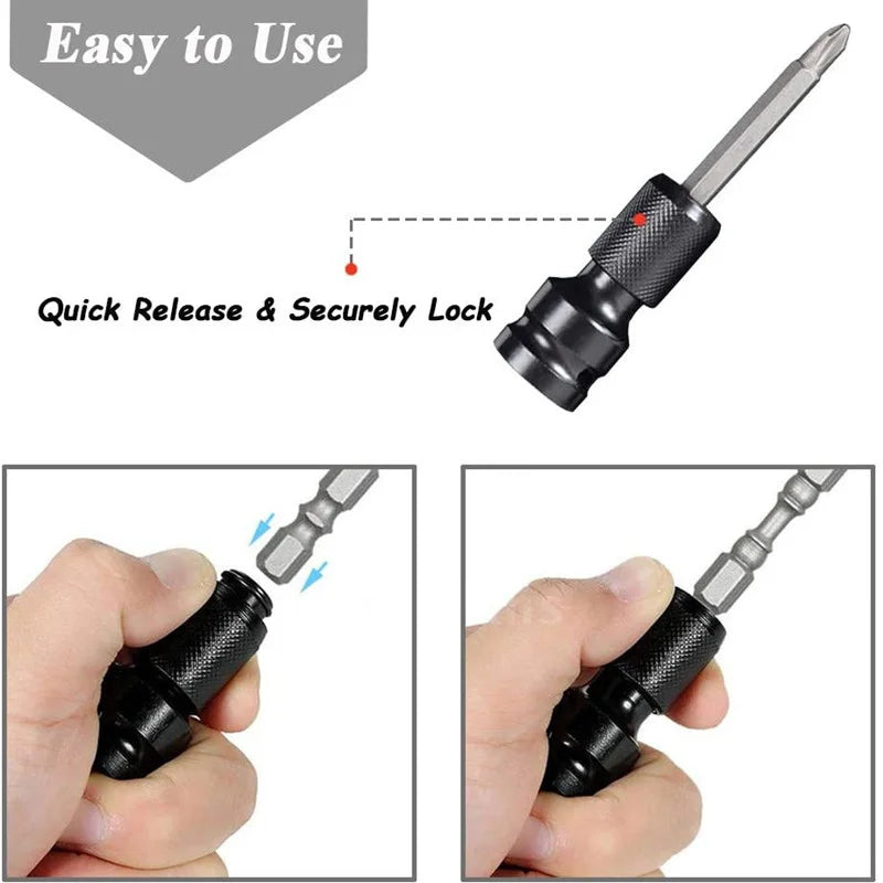 1/2 Square to 1/4 Hexagon Ratchet Sleeve Impact Wrench Sleeve Set Adapter Wrench Drive Converter Quick Release Tool