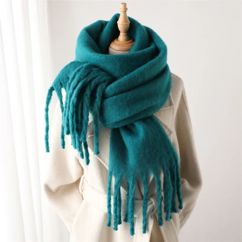 Women's Solid Tassel Blanket Shawl - Long Cashmere-Feel Poncho Wrap - photo 3