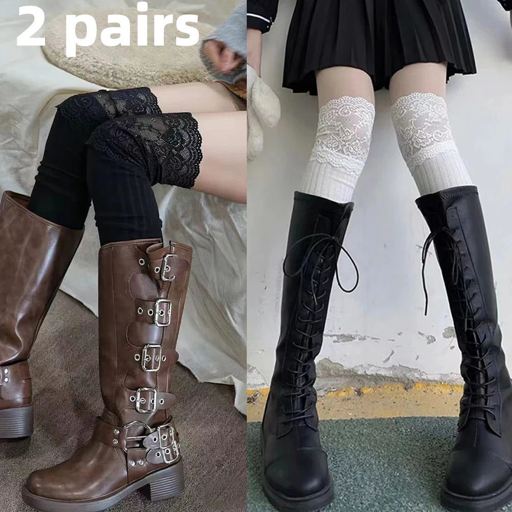 Women's Lace Trim Thigh High Stockings