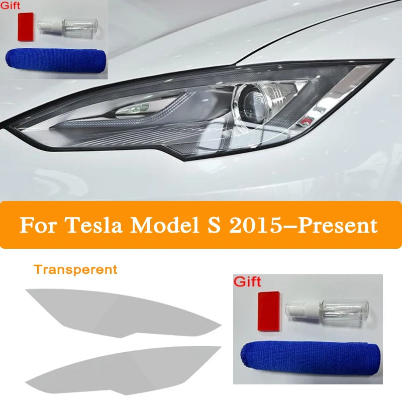 Headlight Tint Smoke Black TPU Protective Film – Compatible with Tesla Model 3, Y, S, X